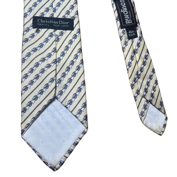 Christian Dior Yellow Silk Patterned Tie - Picture 3 of 6
